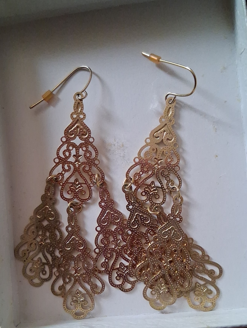 Gold Filigree Dangle Earrings - Women Jewelry
